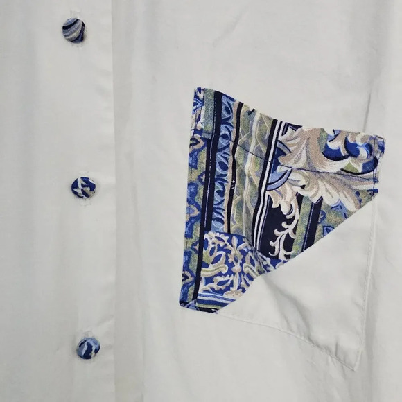 Vintage Maren Funky printed Blue White Blouse. - Picture 5 of 7